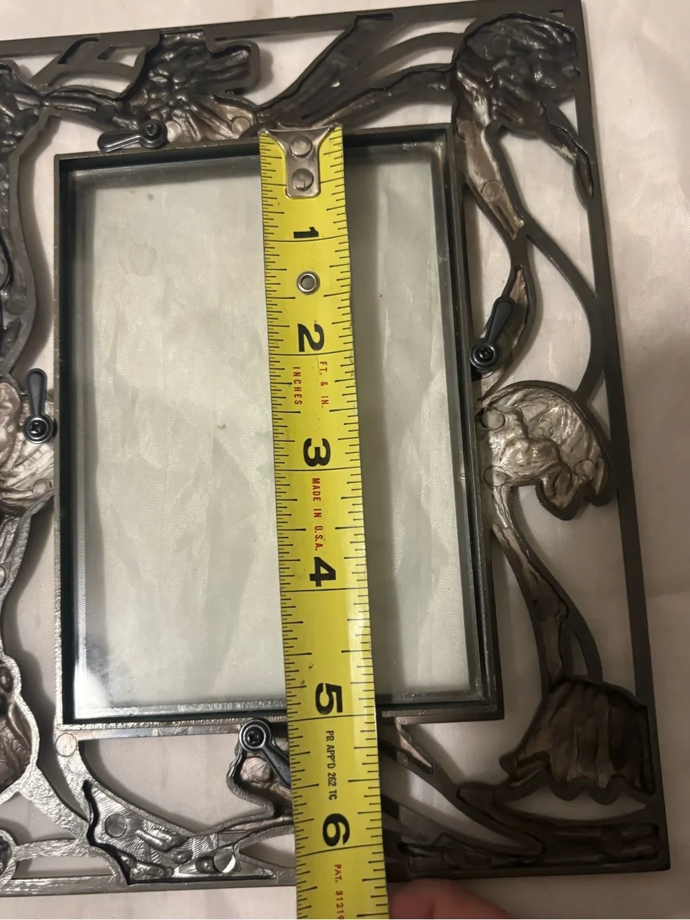 Art Nouveau Style Pewter Toned Tulip Flower Metal Floral Photo Frame